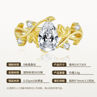 925 Sterling Silver Pear-shaped Moissanite Blooming Midsummer Ring-Pear-shaped 6*9mm/1.5 carat moissanite/S925 sterling silver  US size 7/Hong Kong size 15
