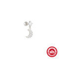 wholesale S925 Sterling Silver Moon Star Pendant Earrings with Screw Ball Threads for Cartilage Piercing-0-18