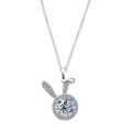 Metal Alloy Rabbit Necklace, 2025 New Wholesale Women's Style, Non-Fade, Micro-Set Moissanite-0-3
