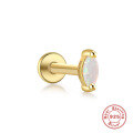 wholesale Sterling Silver 925 Opal Flat Head Threaded Ear Cartilage Piercing Jewelry for Women and Men-0-6