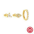 wholesale S925 Sterling Silver Geometric Teardrop Evil Eye Diamond Accent Earring Hoop and Stud Set-0-9
