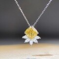 wholesale S925 Sterling Silver Women's Yellow Diamond Pendant Ice Flower Cut Square Bezel Necklace, Simple and Versatile Fashion Collarbone Chain High-End Silver Jewelry-0-3