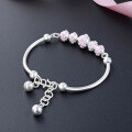 wholesale S990 Sterling Silver Japanese Korean Style New Floral Begonia Pattern Bracelet for Women, Fresh and Elegant, Factory Wholesale-0-3