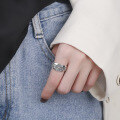 wholesale S925 Sterling Silver Japanese Korean Retro Anime Magic Pattern Trendy Hip Hop Punk Adjustable Ring Unisex-0-3