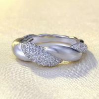 wholesale S925 Silver Full Diamond Flower Brushed Ring, New Design by Zhuozhifang, Unique Small Batch Fashion Royal Style-R665 White Diamond No. 8