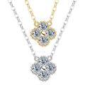 wholesale S925 Sterling Silver with K Gold Plating Four-Leaf Clover Necklace, Moissanite Pendant, Minimalist Ins Style Collarbone Chain, Celebrity Inspired Japanese and Korean Female Stars-0-4
