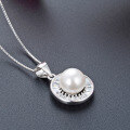 wholesale S925 Sterling Silver Circle Set with Diamonds Pearl Pendant for Women, Fashionable and Elegant, Premium Sense of Luxury Silver Pendant Necklace, Drop Shipping-0-1