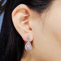 wholesale 925 Sterling Silver Zhu Zhifan Jewelry Elegant and Fresh Pear-shaped Pink Diamond 4*7mm Earrings, Simple and Luxurious Stud Earrings-0-1