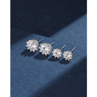 wholesale 925 Sterling Silver Crown Zircon Ear Studs for Women, Exquisite and Petite, Suitable for Ear Piercing, Ear Cartilage Stud, Unique and High-End Earrings-Small Stud Earrings-with Plastic Earplugs 925 Silver