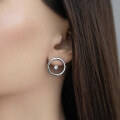 wholesale S925 Sterling Silver Zircon Circle Stud Earrings, Geometric Shape, Gentle and Elegant, Niche High-End Feel, Convertible Ear Accessories-0-3