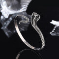 wholesale Metal S925 Silver Cobra Bracelet for Men and Women, Vintage and Unique Trendy Openable Bangle, Niche Design-0-1