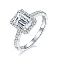 wholesale 18k gold plated S925 silver 6*8mm emerald cut moissanite ring for women-0-0