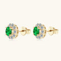 wholesale S925 Sterling Silver Vintage Hip Hop Emerald Stud Earrings for Women, High-End Design Ear Wholesale-0-2