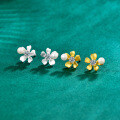 Sterling Silver Moissanite Pearl Earrings with Petal Design-0-1