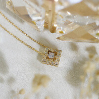 wholesale S925 Gold-Plated Duli Japanese Ice Flower Necklace Women's Versatile Collarbone Chain Light Luxury Elegant Style Jewelry Wholesale-Ice Flower Zircon Necklace 925 Silver