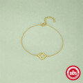 wholesale S925 Sterling Silver Minimalist Four-Leaf Clover Openwork Bracelet, Korean Style Viral Accessory-0-3