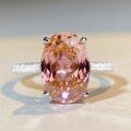 wholesale S925 Sterling Silver Padparadscha Pink 6 Carat Diamond Cocktail Ring Full Diamond-0-3