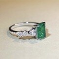 wholesale S925 Sterling Silver Emerald with Inclusions Muzo Green Ring for Women, Fine Craftsmanship Colored Gemstone Zircon High Carbon Diamond Ring Direct from Manufacturer-0-1