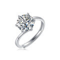 wholesale S925 Silver Moissanite Precious Women's Ring Creative Trendy Six-Prong Setting Adjustable Open Band Source Wholesale-0-11