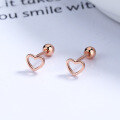 wholesale 925 Sterling Silver Hollow Heart Ear Studs For Women, Minimalist Ins Style Small Helix Earrings, Niche Design Ear Accessories-0-5