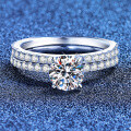 S925 Silver Moissanite Stackable Ring, Light Luxury Cross-Border Wholesale for Women-0-0