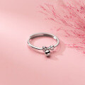 wholesale S925 silver ring for women, Korean-style minimalist heart bow index finger ring, sweet glossy bead ring J8051-0-2