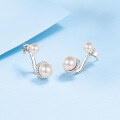 wholesale Metal material new commuting silver pin freshwater pearl earrings studs European and American round luxury high-end earrings wholesale-0-1