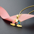 wholesale S925 Silver Cross-Border Fresh and Popular Collarbone Necklace, Japanese and Korean Style Drip Oil Pendant, Sweet Rainbow Accessory Necklace for Women-0-1