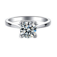 wholesale S925 Sterling Silver 1 Carat D Color Moissanite Simulated Diamond Ring for Women Factory Direct Supply in Europe and America Amazon-Platinum US size 8#