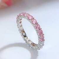 wholesale S925 Sterling Silver New Style Zircon White Yellow Full Diamond European and American Fashion Wholesale Ring for Women-White+Pink No.7