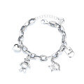 wholesale S925 Sterling Silver Korean-style Retro Thick Chain Star Heart Bear Multi-element Piece Bracelet for Women-0-4