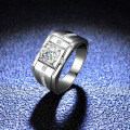 Platinum-Plated S925 Sterling Silver High-Carbon Moissanite Men's Wedding Ring-0-3