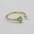 wholesale S925 Sterling Silver Open-End Triangle Chalcedony and Natural Freshwater Pearl Ring-0-3