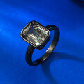 wholesale Metal: 925 Silver European and American New Style 7*9 Rectangular Asscher-Cut Black Gray Zircon Ring Vintage Minimalist Ring Band-0-1