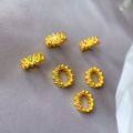 wholesale Sterling Silver Gold-Plated Ingot Running Bead Spacer DIY Bracelet Necklace Accessories Jump Ring Pure Silver Handmade Ornaments Large Hole-0-2