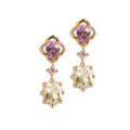 wholesale S925 Silver Plated 14K Gold Pink Amethyst White Topaz Pink Zircon Earrings, Japanese Fresh and Sweet Style-0-4