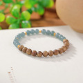 wholesale Metal material first, natural sinking water agarwood bead bracelet for women, single strand layered with jadeite blue water ice type jade stone new Chinese style niche sandalwood-0-1