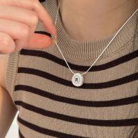 wholesale S925 Sterling Silver Brushed Matte Snake Chain Letter Necklace for Women, Korean Minimalist Design Versatile Collarbone Chain-Pure silver (40+5CM)
