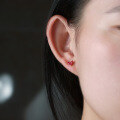 wholesale 925 Silver Gold-Plated Japanese Red Ruby Earrings for Women, Heart-shaped Earrings Direct from Manufacturer-0-3