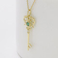 wholesale 18k Gold Art Li Jewelry Manufacturer Wholesale Small Minimalist Luxury Style Heart Key Emerald Full-Cut Diamond Necklace-0-2