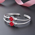 wholesale 999 Sterling Silver Dripping Clover Bracelet Double Loop Open-Ended Minimalist Classic Wholesale for Women-0-1