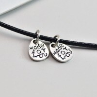 wholesale S925 Sterling Silver Korean-style Vintage DIY Braided Rope Bracelet Accessories Letter Pendant Charms Wholesale-Single piece without rope