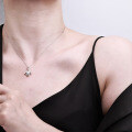 Sterling Silver Sunflower Pendant Necklace with Cubic Zirconia, New Design-0-2