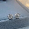 wholesale S925 sterling silver minimalist and elegant snowflake crystal diamond stud earrings, sweet and unique small trendy birthday gift-0-1
