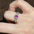 wholesale S925 Sterling Silver 4*6 Pink Crystal Ring Women's Daily Minimalist Versatile Ins Style。-0-0