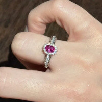 wholesale S925 Sterling Silver 4*6 Pink Crystal Ring Women's Daily Minimalist Versatile Ins Style。-R993 Pink Steel No. 9