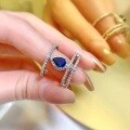 wholesale 925 silver new jewelry 1ct pear-shaped tanzanite 5*7mm drop ring fashionable and elegant-0-2