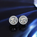 wholesale S925 Sterling Silver Moissanite Round Stud Earrings Fashion Minimalist Luxury Exquisite Niche Design Geometric Earrings-0-1