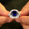 wholesale S925 silver ring with lab-grown 5ct ruby and premium royal blue sapphire in fine jewelry-0-0