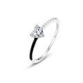 wholesale S925 Silver Heart Moissanite Ring, Light Luxury Two-Tone Shank Design, Non-Fading Women's Ring, Hot Selling in Stock-0-4